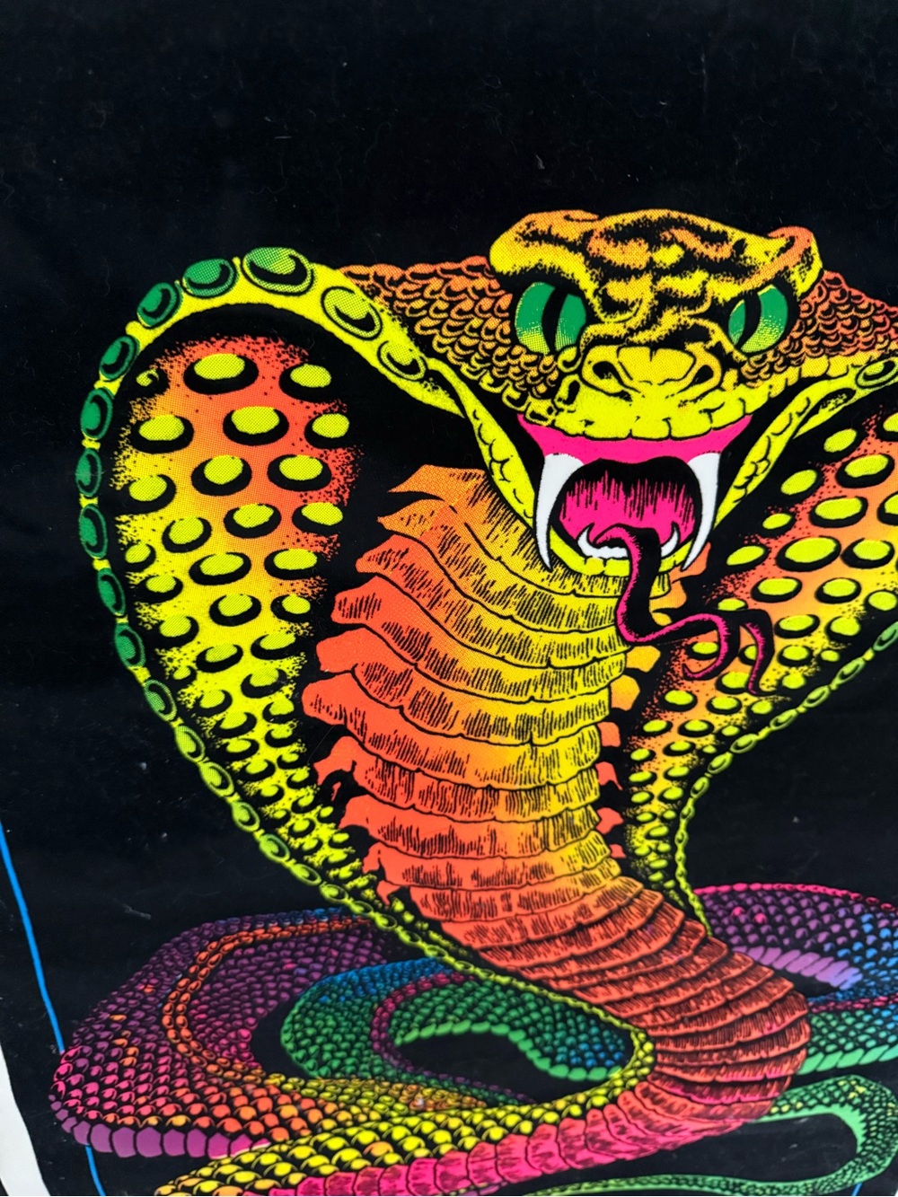Vintage Original Cobra Fuzzy Neon Black Light Poster - Picture 3 of 5